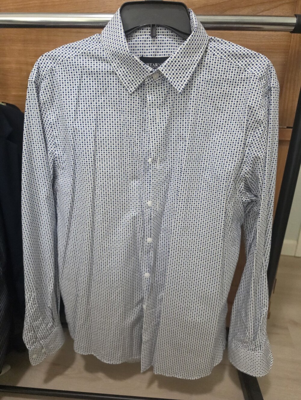Mens Dress Shirt Blue and White Pattern